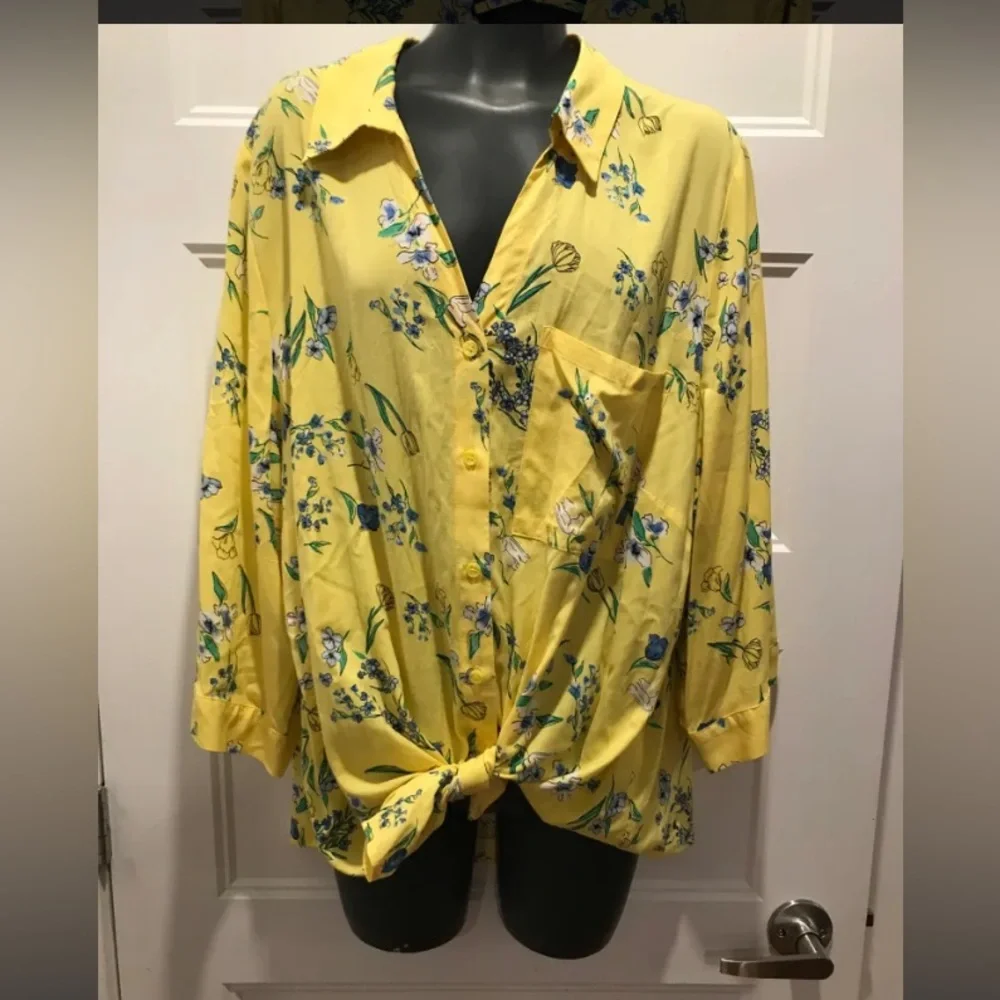 Blouse manche longue jaune fleurie - Picture 2 of 5